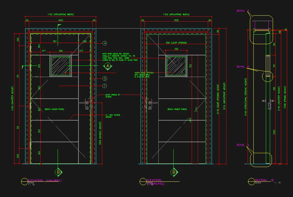 Detailed AutoCAD architectural elevation drawing