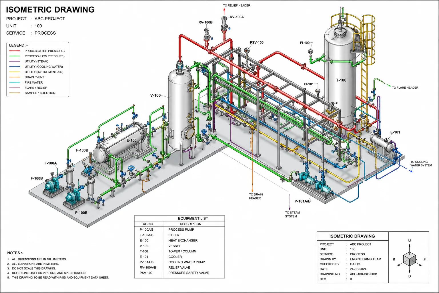 Industrial piping isometric drawing